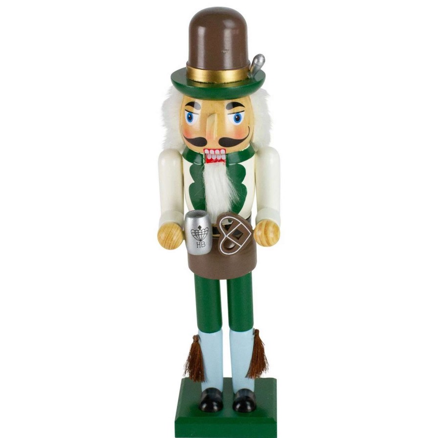 Figures * | Northlight 14 Green And Cream Wooden German Christmas Nutcracker