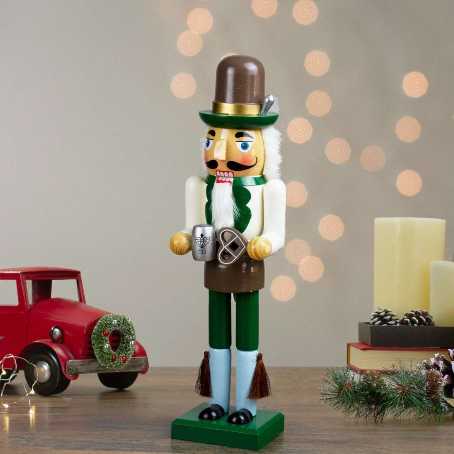 Figures * | Northlight 14 Green And Cream Wooden German Christmas Nutcracker