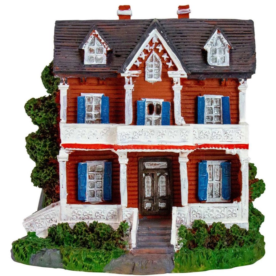 Christmas Village Sets & Accessories * | Northlight 4.5 Red And White Led Lighted Colonial House Christmas Village Decoration