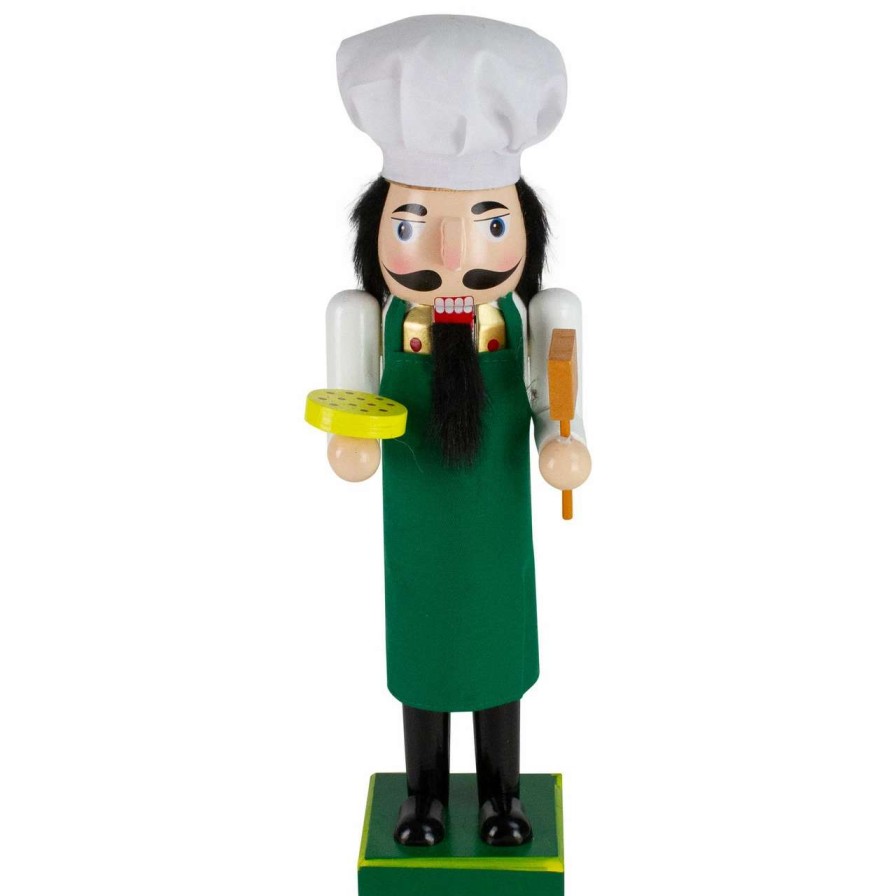 Figures * | Northlight 14 Green And White Wooden Christmas Nutcracker Pizza Maker