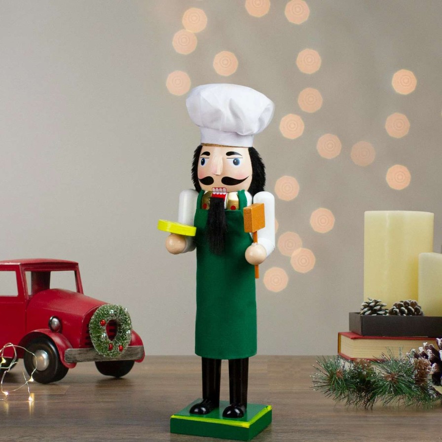 Figures * | Northlight 14 Green And White Wooden Christmas Nutcracker Pizza Maker