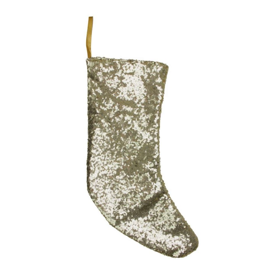 Stockings & Holders * | Northlight 17.5 Gray And White Sequins Accented Christmas Stocking