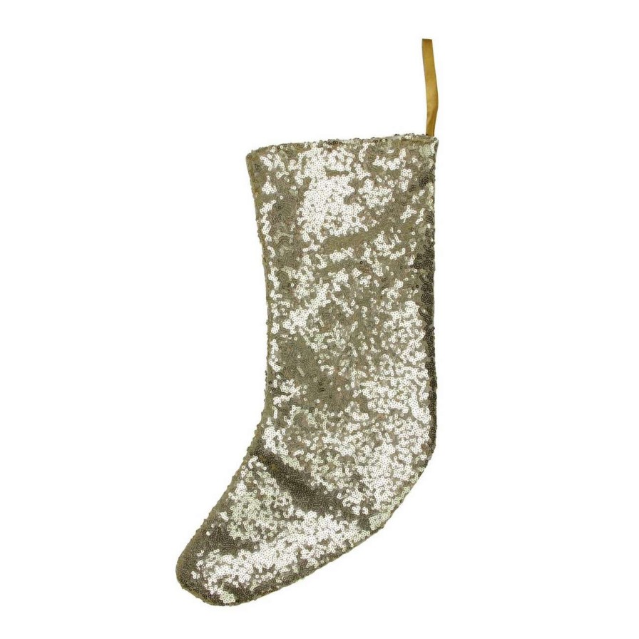 Stockings & Holders * | Northlight 17.5 Gray And White Sequins Accented Christmas Stocking