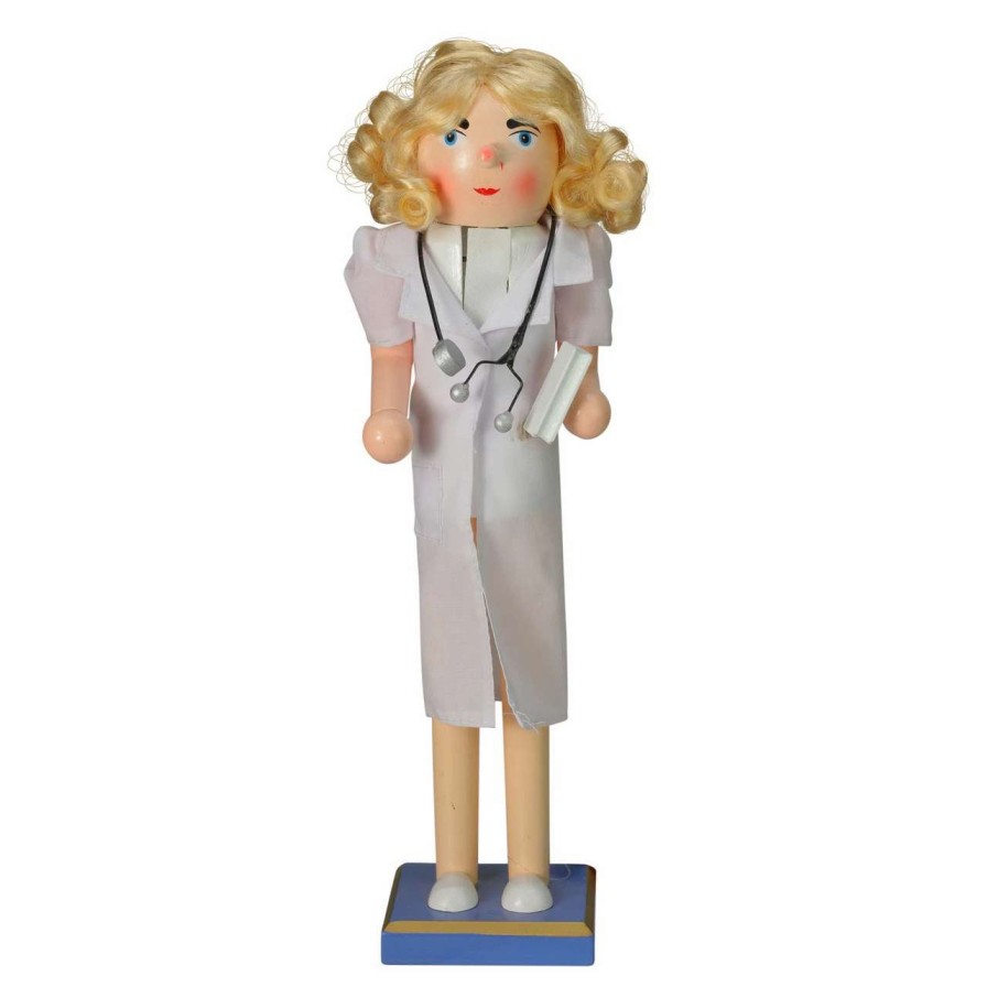 Figures * | Northlight 15-Inch Wooden Nurse Christmas Nutcracker With Stethoscope