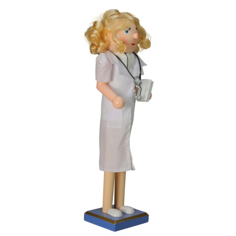 Figures * | Northlight 15-Inch Wooden Nurse Christmas Nutcracker With Stethoscope