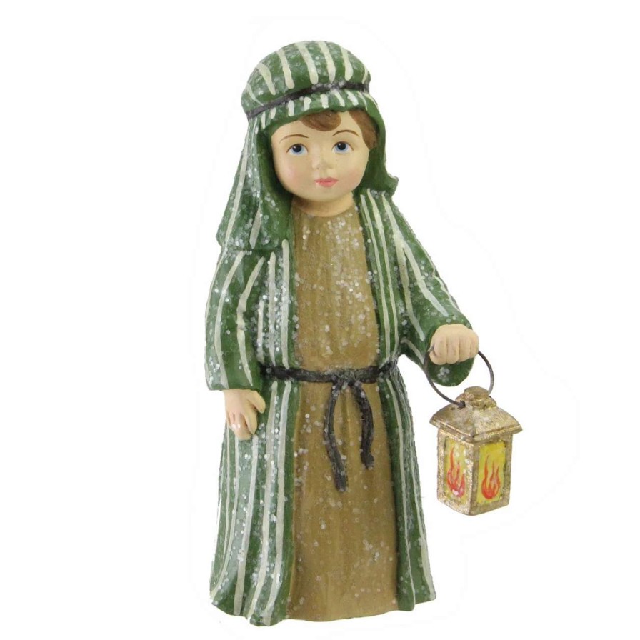 Nativity Sets & Accessories * | Cc Home Furnishings 4.75 Green And White Glittered Joseph With Lantern Nativity Christmas Figurine