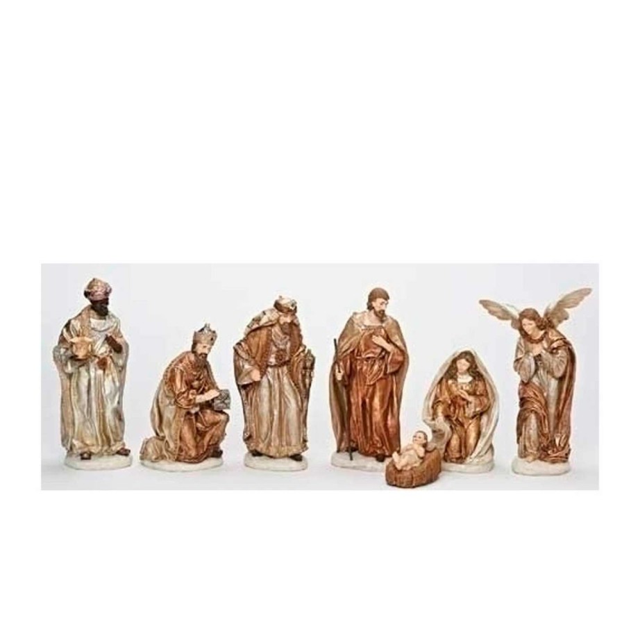 Nativity Sets & Accessories * | Roman 7-Piece Brown Religious Christmas Nativity Figurine Set 12