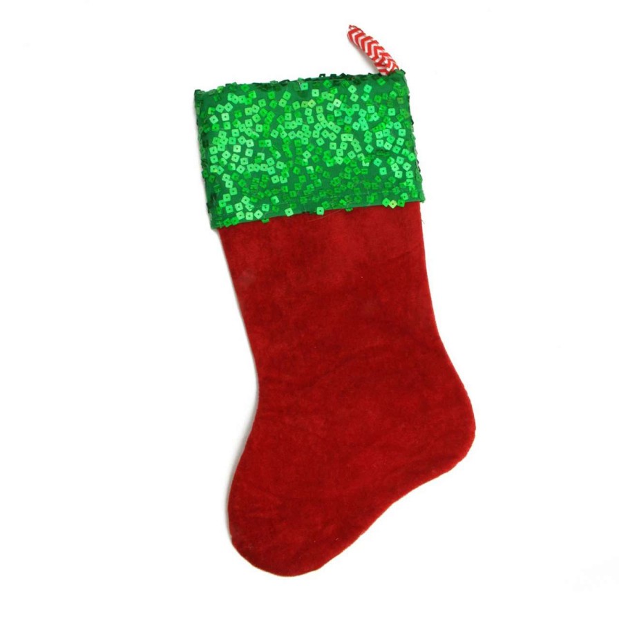 Stockings & Holders * | Northlight 19 Red And Green Chevron Sequin Christmas Stocking