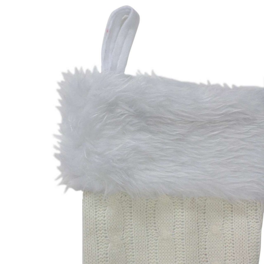 Stockings & Holders * | Northlight 19 Cream Cable Knit With White Faux Fur Cuff Christmas Stocking