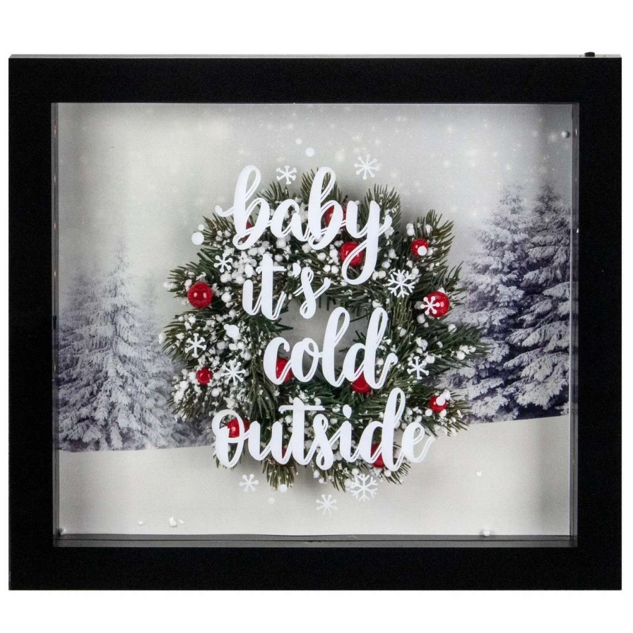 Christmas Village Sets & Accessories * | Northlight 14 Black Framed 3D "Baby It'S Cold Outside" Christmas Led Decor Box