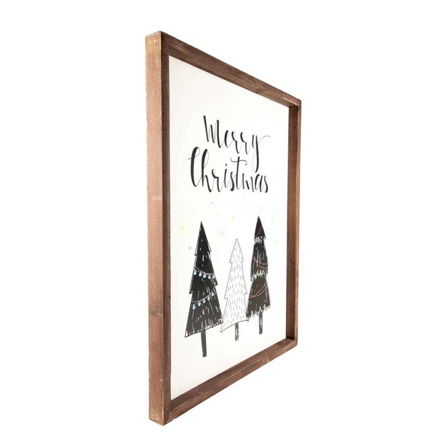 Christmas Village Sets & Accessories * | Northlight 19.5 Merry Christmas With Holiday Trees Wall Sign