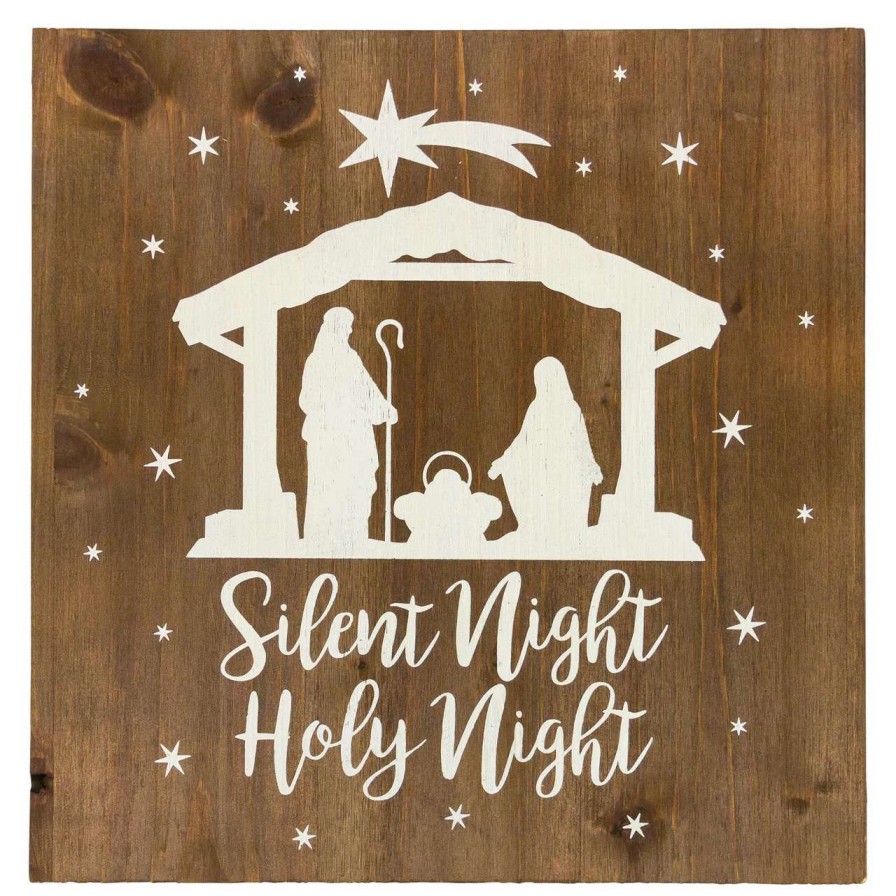 Christmas Village Sets & Accessories * | Northlight 16 Square Nativity Scene Wooden Christmas Plaque