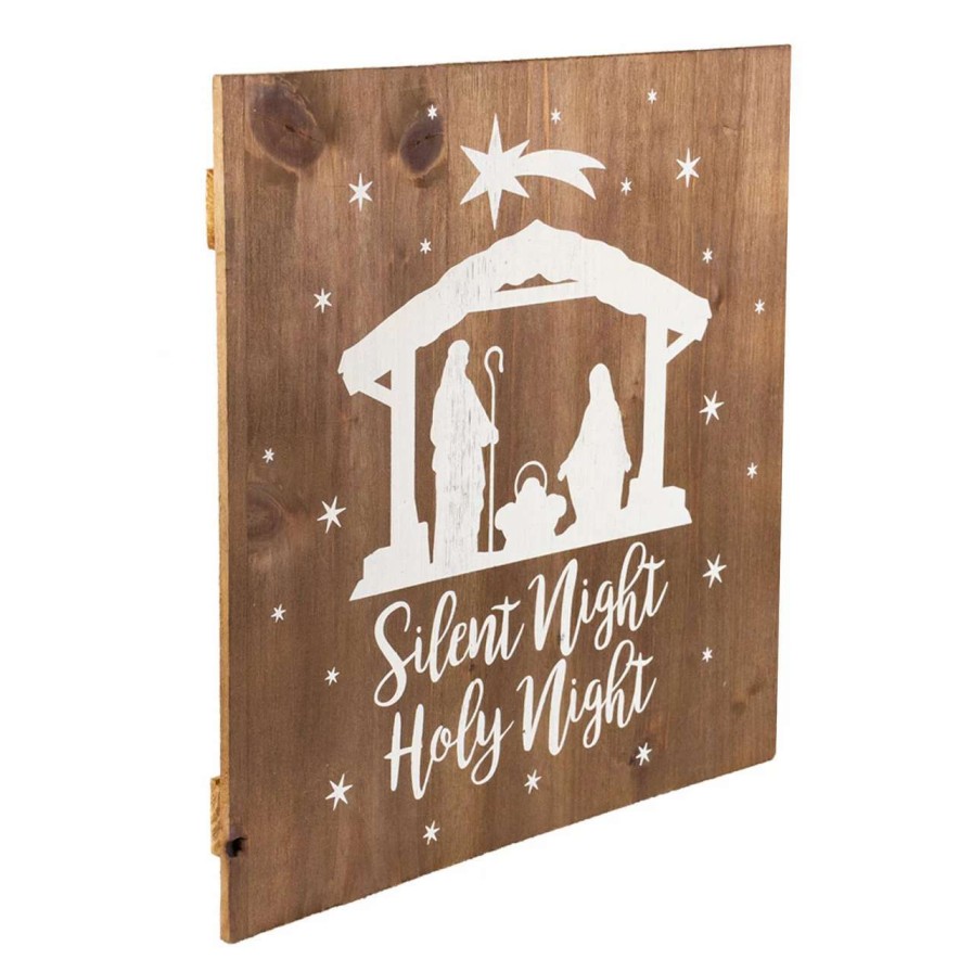 Christmas Village Sets & Accessories * | Northlight 16 Square Nativity Scene Wooden Christmas Plaque