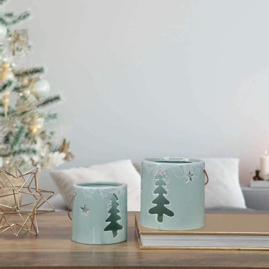 Candles & Lanterns * | Northlight 4.25 Green Christmas Tree Cutout Tea Light Candle Holder