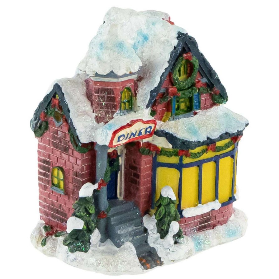 Christmas Village Sets & Accessories * | Northlight 4 Snowy Christmas Diner Village Building