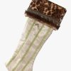 Stockings & Holders * | Roman 26 Brown And Green Striped Leopard Print Christmas Stocking