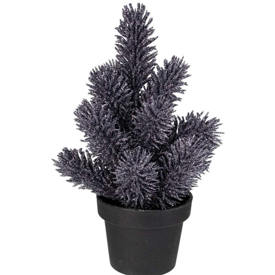 Christmas Table Top Trees * | Northlight 8.5 Gray Potted Glittered Artificial Mini Pine Christmas Tree Unlit