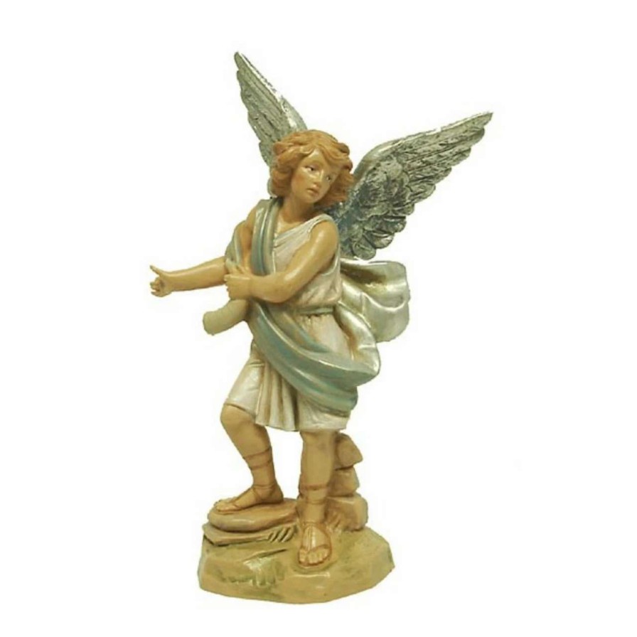 Nativity Sets & Accessories * | Roman 5.75 Blue And Cream White Hand Painted Raphael Angel Nativity Figurine