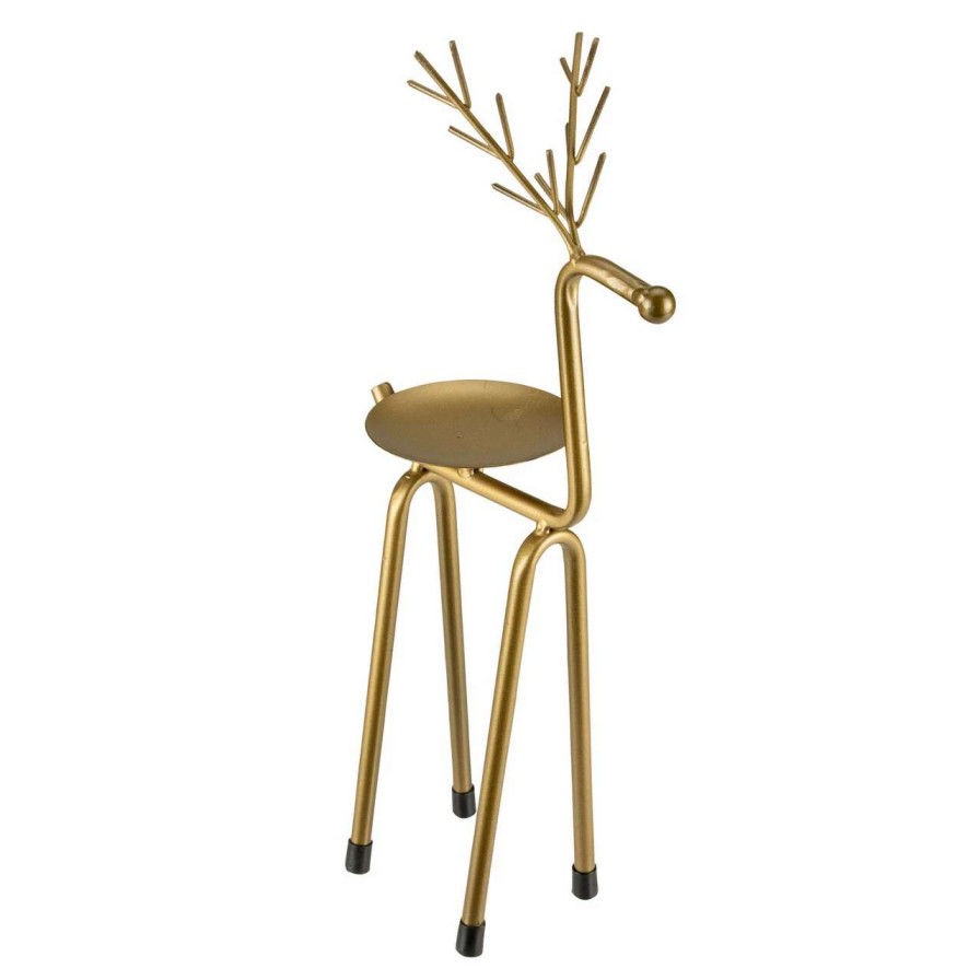 Candles & Lanterns * | Northlight 13.25 Large Bronze Reindeer Christmas Pillar Candle Holder