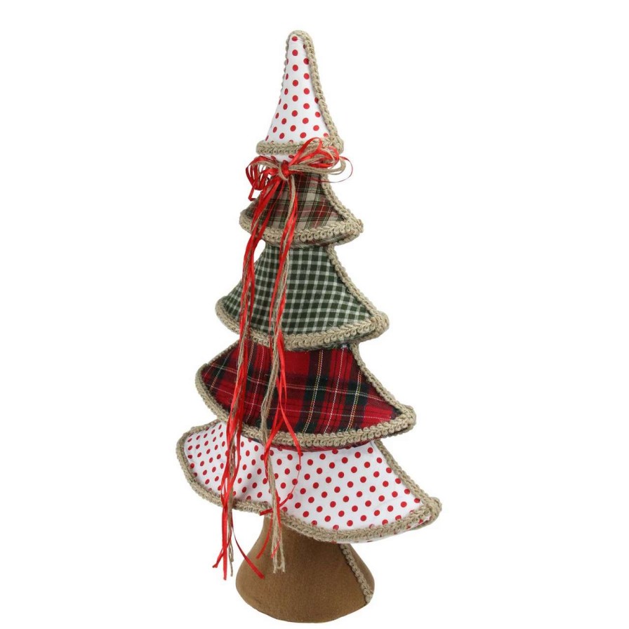 Christmas Table Top Trees * | Northlight 23 Red And Green Plaid And Polka Dot Christmas Tree Tabletop Decor