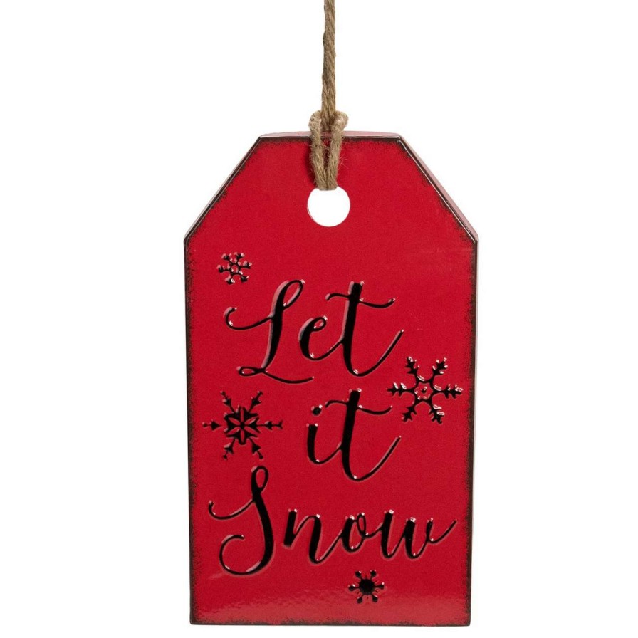 Christmas Village Sets & Accessories * | Northlight 12.25 Red And Black Metal Distressed "Let It Snow" Christmas Wall Decor