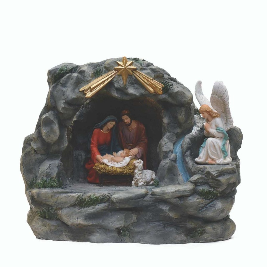 Nativity Sets & Accessories * | Northlight 18.5 Holy Family And Angel Religious Nativity Fountain With Lamp Tabletop Christmas Decoration