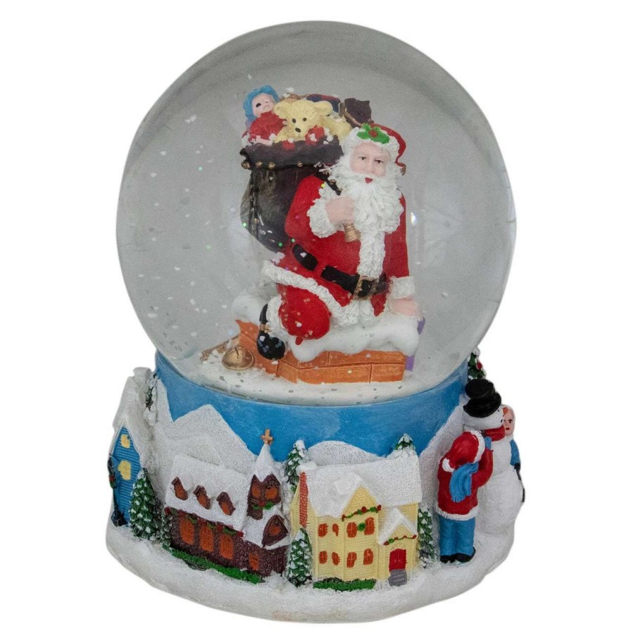 Christmas Village Sets & Accessories * | Northlight 6.5 Santa Coming Down The Chimney Christmas Snow Globe