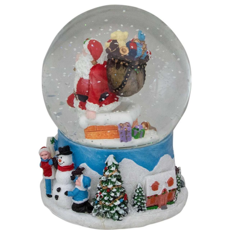 Christmas Village Sets & Accessories * | Northlight 6.5 Santa Coming Down The Chimney Christmas Snow Globe