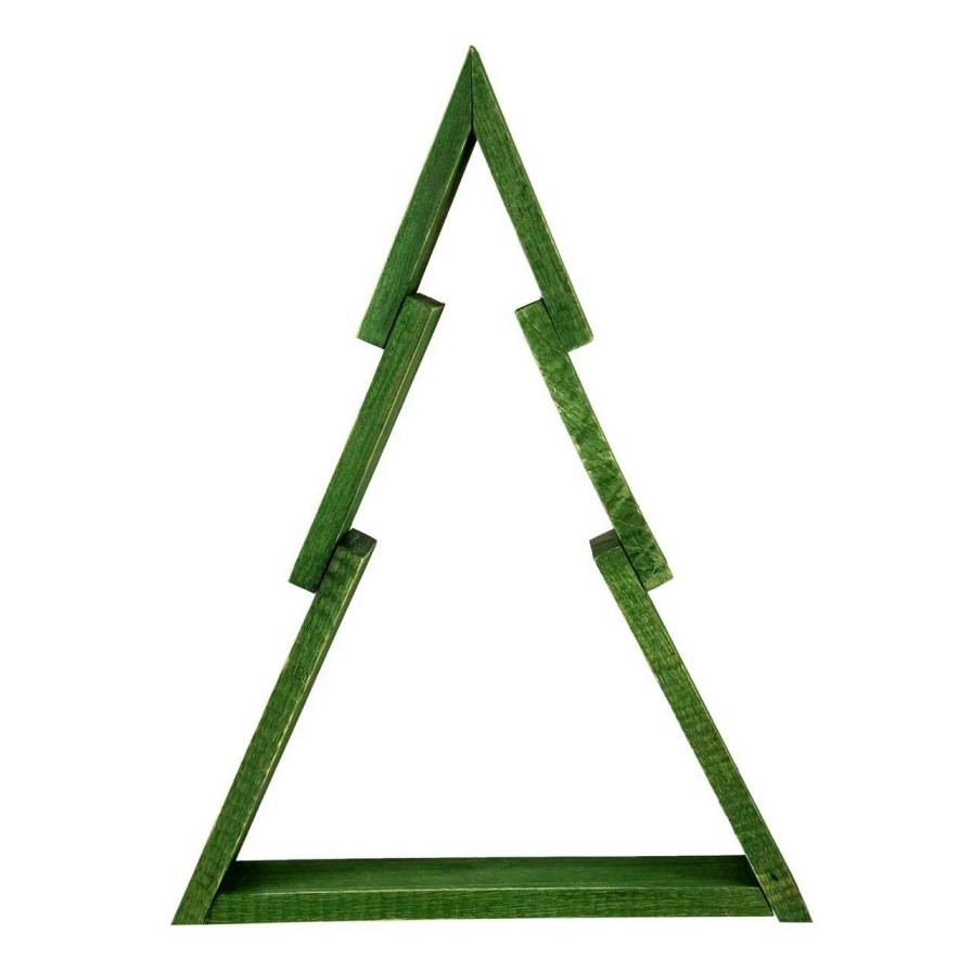 Christmas Table Top Trees * | Northlight 12 Green Geometric Wooden Christmas Tree Tabletop Display