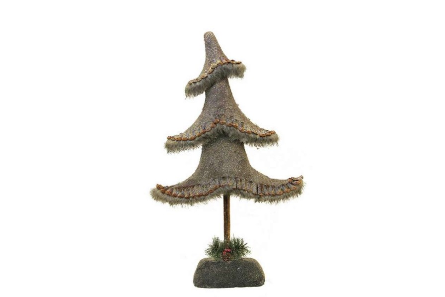 Christmas Table Top Trees * | Northlight 23.5 Brown And Gray Glittered Country Rustic Tree Christmas Tabletop Decor