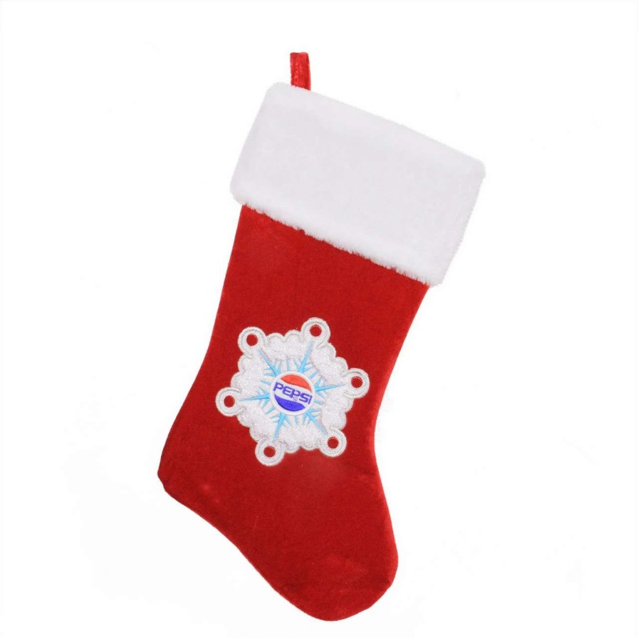 Stockings & Holders * | Northlight 19.25 Red And White Pepsi Snowflake Embroidered Christmas Stocking