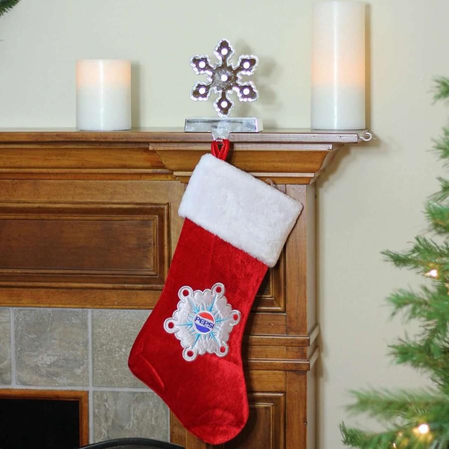 Stockings & Holders * | Northlight 19.25 Red And White Pepsi Snowflake Embroidered Christmas Stocking