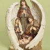 Nativity Sets & Accessories * | Roman 12.5 Brown And White Inspirational Holy Family With Angel Christmas Nativity Figurine