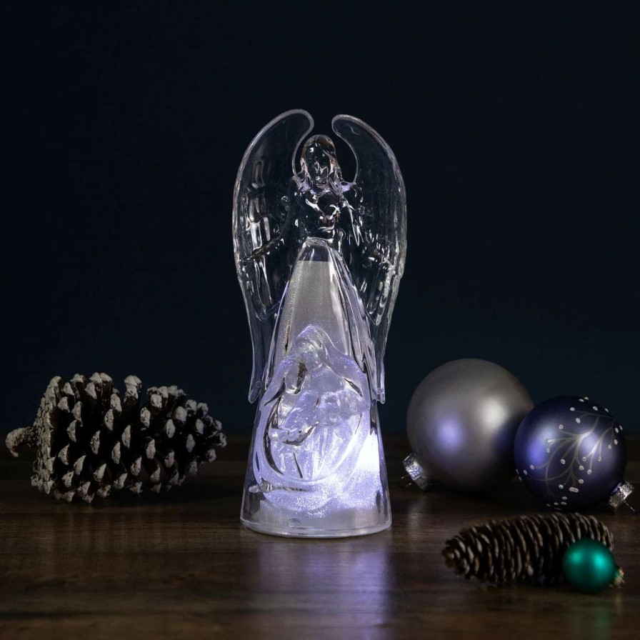 Figures * | Northlight 9 Led Lighted Icy Crystal Angel And Nativity Scene Christmas Figurine