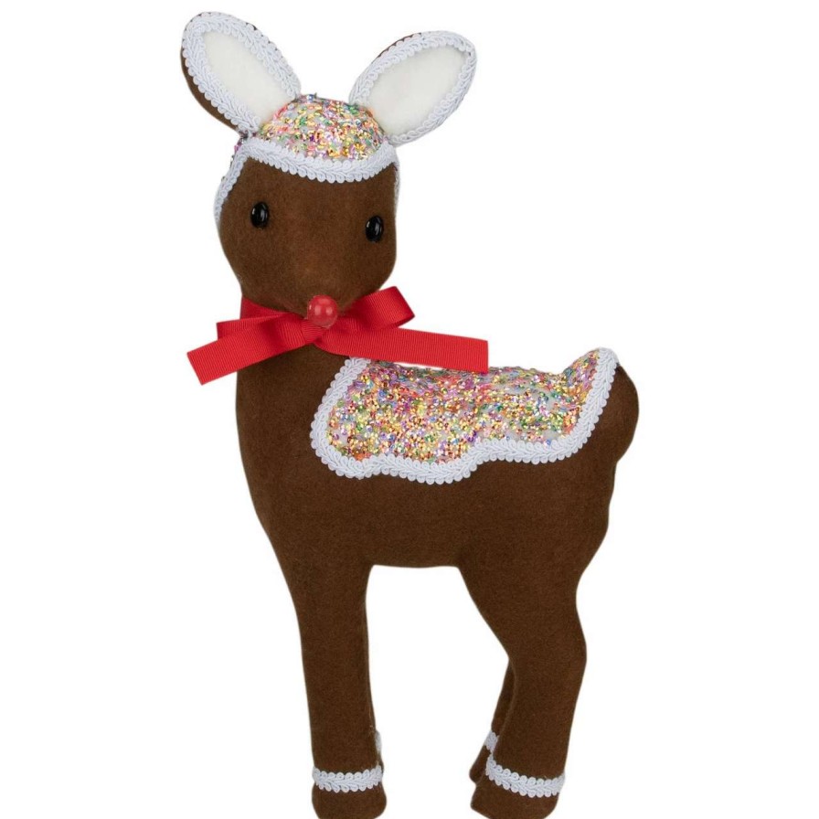 Figures * | Northlight 13.75 Gingerbread Kisses Baby Reindeer With Red Nose Christmas Figure