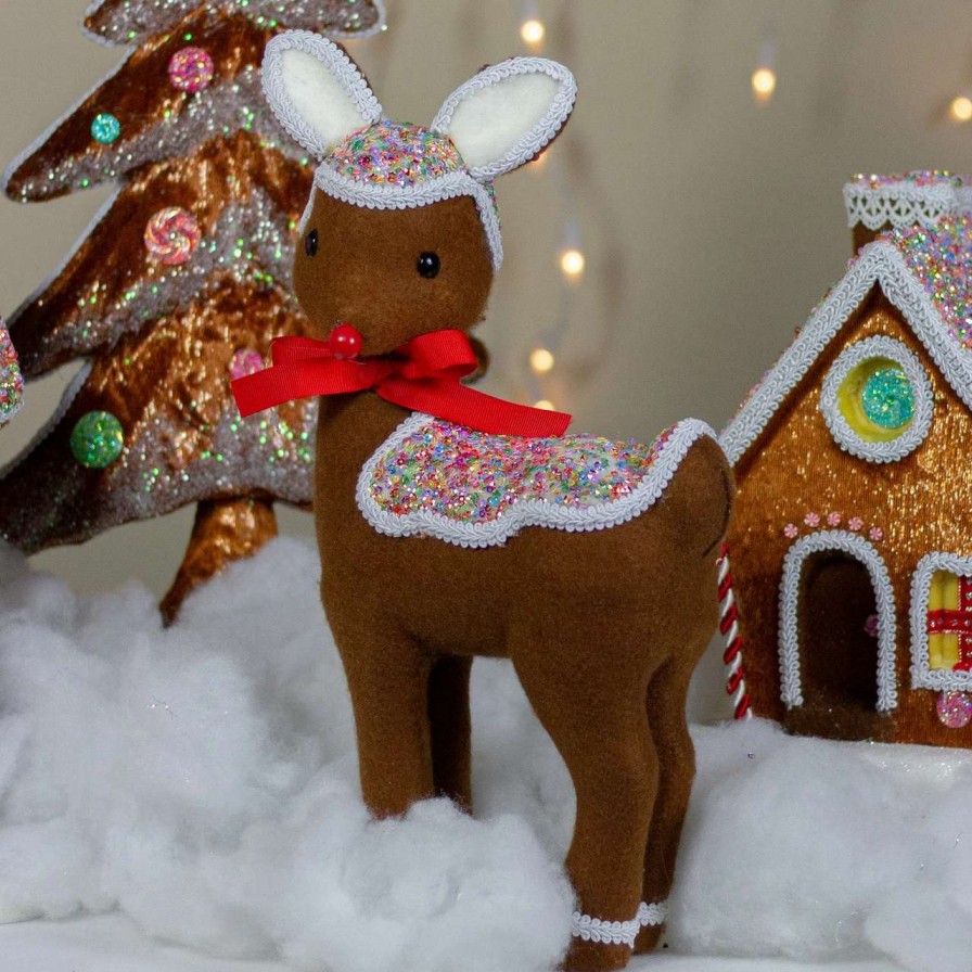 Figures * | Northlight 13.75 Gingerbread Kisses Baby Reindeer With Red Nose Christmas Figure