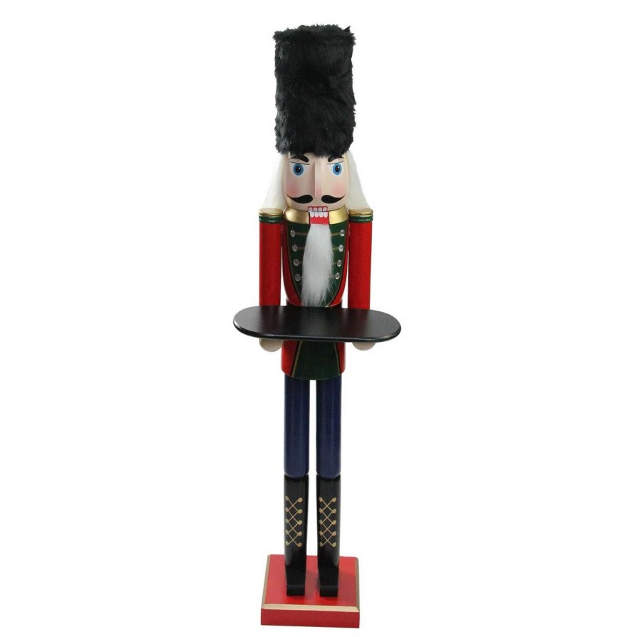 Figures * | Northlight 48.25 Red And Black Christmas Butler Nutcracker With Tray