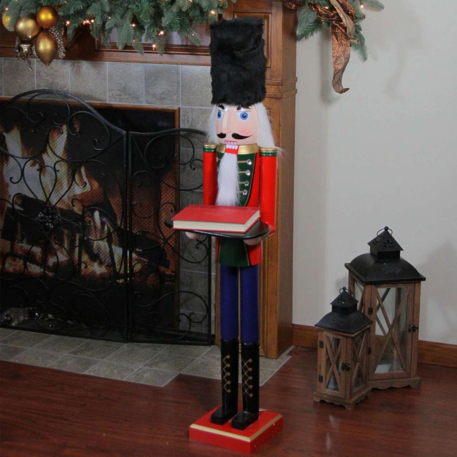 Figures * | Northlight 48.25 Red And Black Christmas Butler Nutcracker With Tray