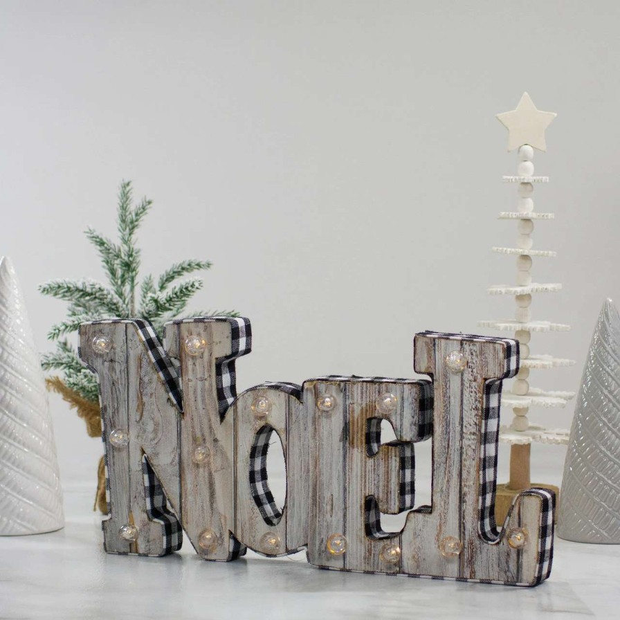 Christmas Village Sets & Accessories * | Northlight 17 Lighted 3D Wooden "Noel" Christmas Table Top Decor