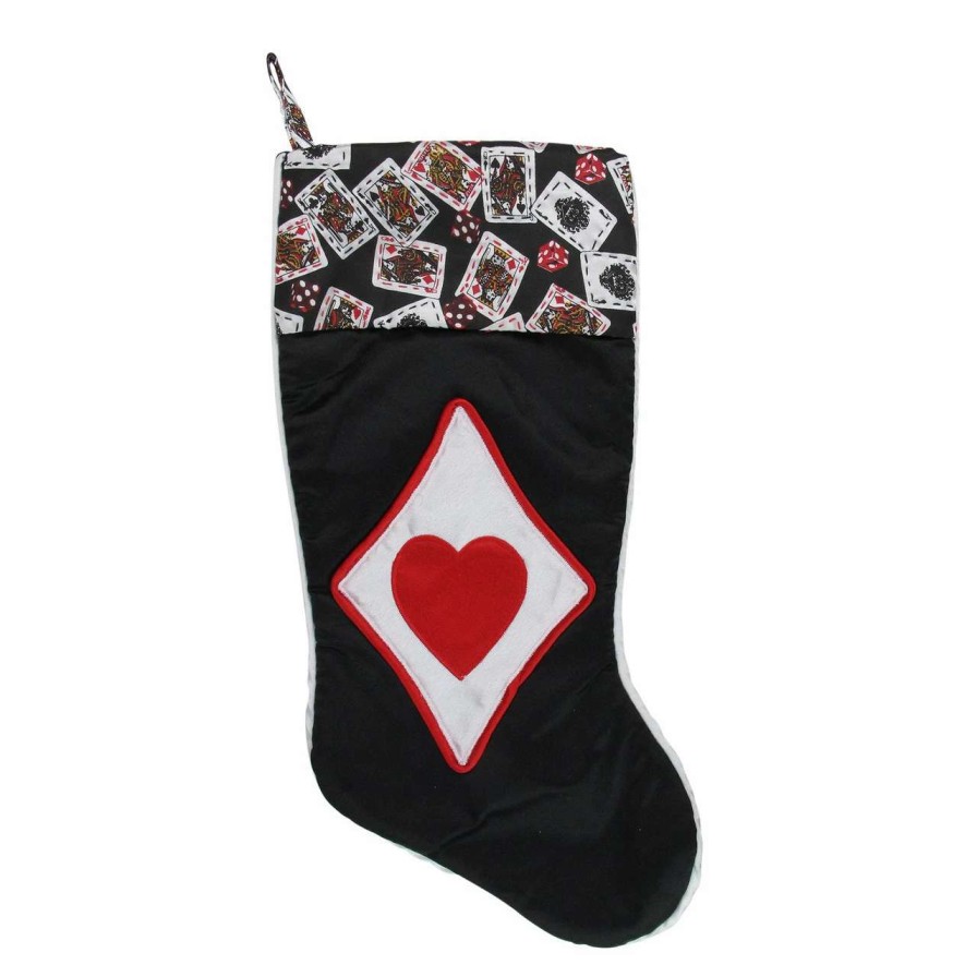 Stockings & Holders * | Santa'S Best 19 Black And Red Casino Gambling Christmas Stocking