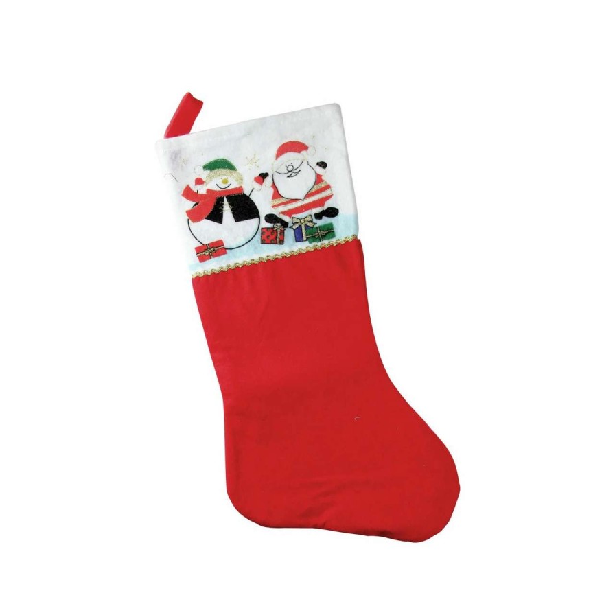 Stockings & Holders * | Northlight 19 Traditional Red And White Cuff Christmas Stocking With Santa, Snowman