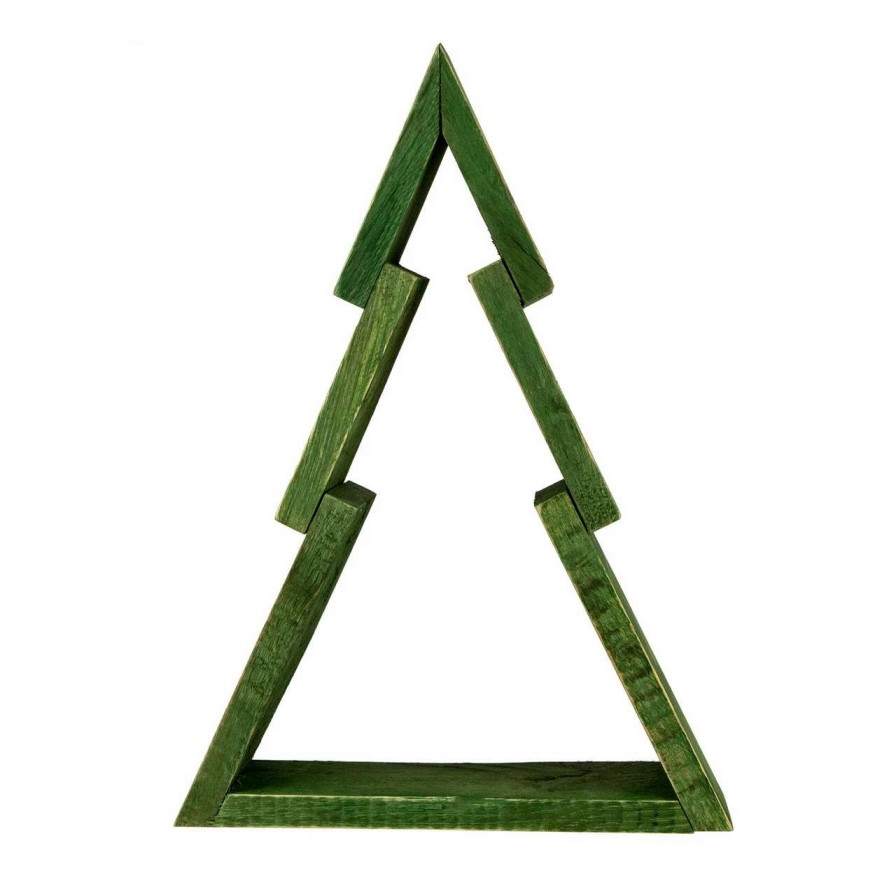 Christmas Table Top Trees * | Northlight 9.5 Green Geometric Wooden Christmas Tree Tabletop Display