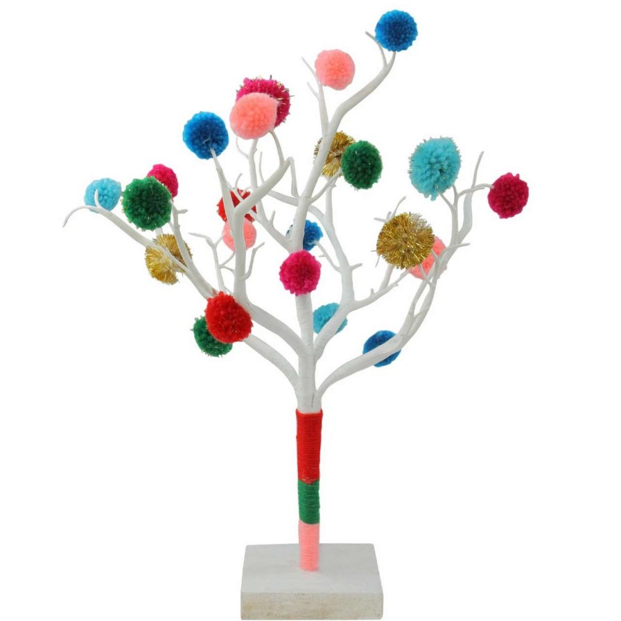 Christmas Table Top Trees * | Northlight 15 Multi-Color Christmas Cheer Pom Pom Twig Tree