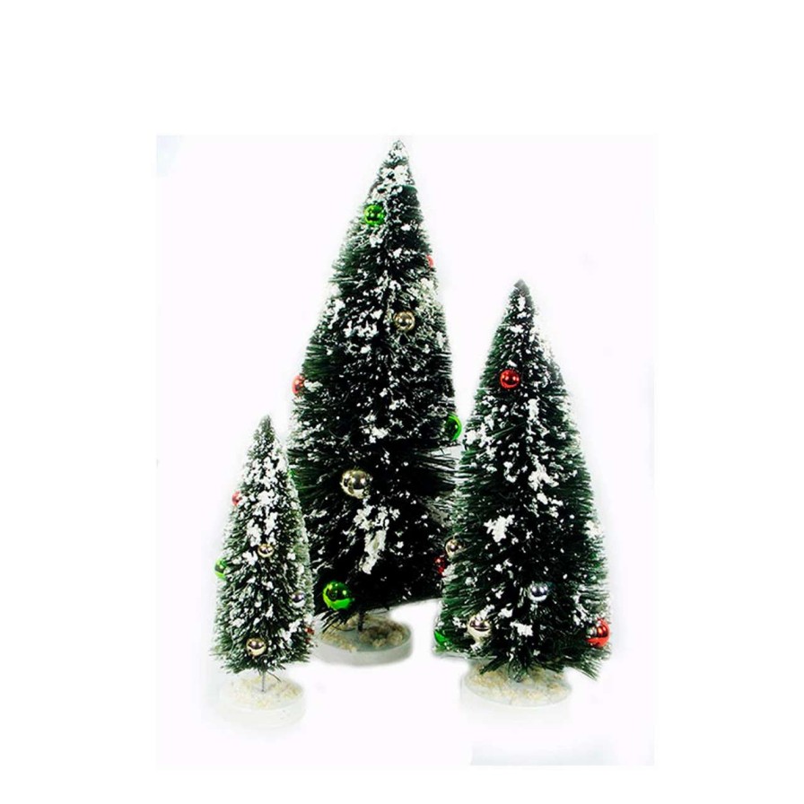 Christmas Table Top Trees * | Midwest Set Of 3 Green And White Miniature Christmas Tree Flocked Tabletop Decor 18