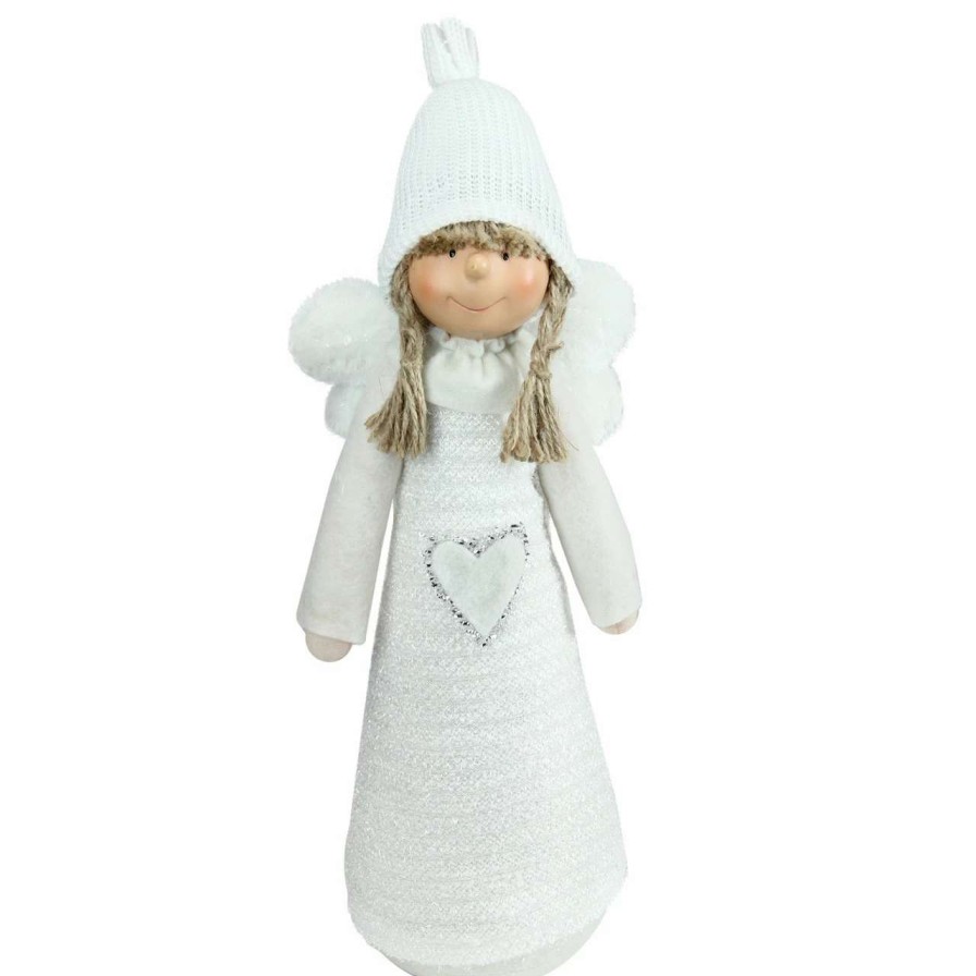 Figures * | Northlight 14.5 White Snowy Woodlands Girl Angel Christmas Tabletop Figurine