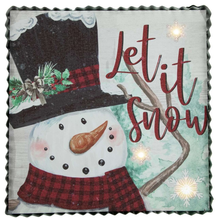 Christmas Village Sets & Accessories * | Northlight 12 Led Lighted 'Let It Snow' Snowman Christmas Canvas Wall Art