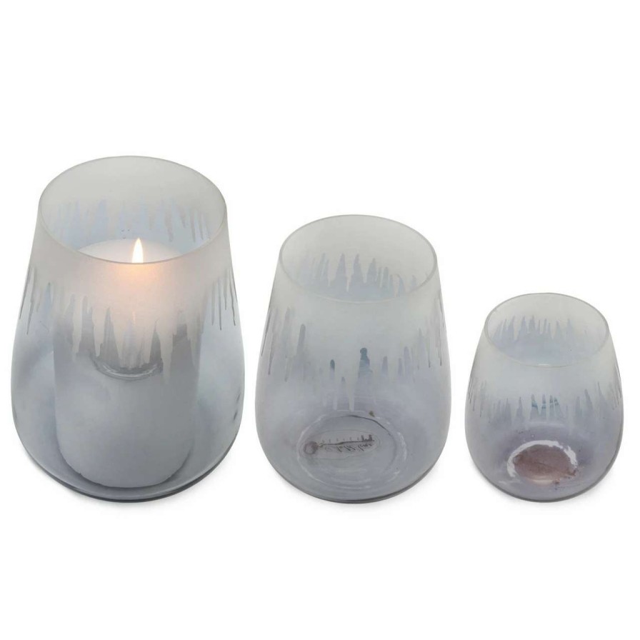 Candles & Lanterns * | Auldhome Design Auldhome Hurricane Lamp Candle Holders (Set Of 3); Glass Decorative Lantern Candle Covers