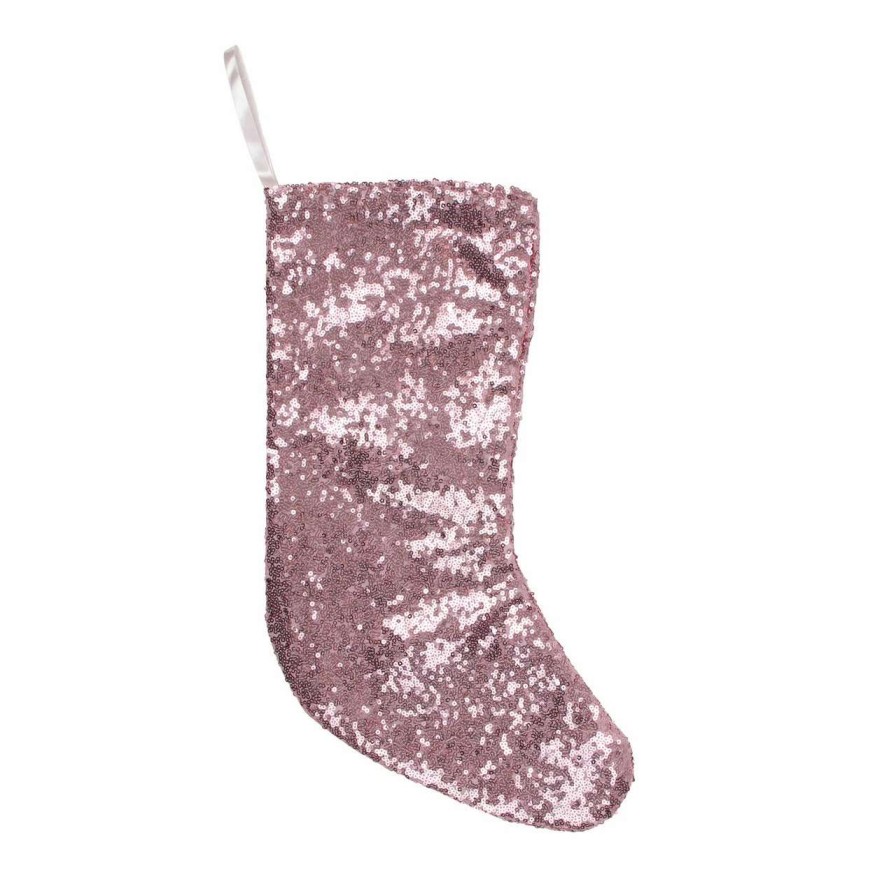 Stockings & Holders * | Northlight 17.5 Pink And White Shiny Sequins Hanging Christmas Stocking