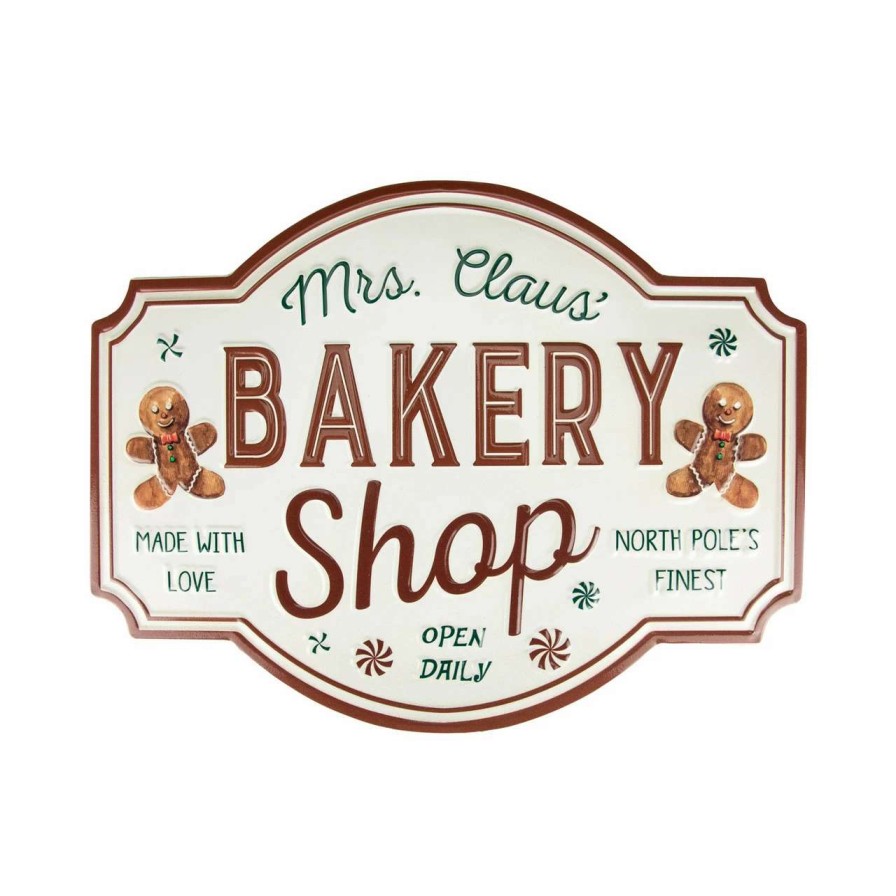 Christmas Village Sets & Accessories * | Northlight 18 Mrs. Claus' Bakery Shop Metal Christmas Wall Sign