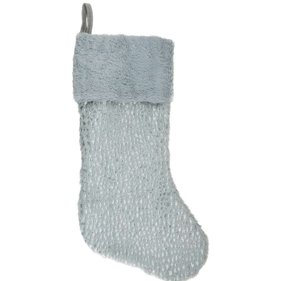 Stockings & Holders * | Northlight 20 Gray And Silver Faux Fur Christmas Stocking